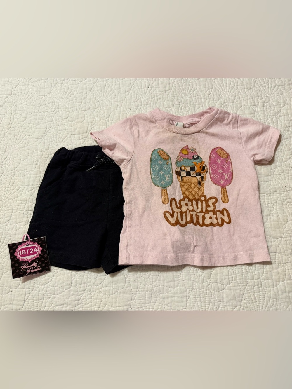 Louis Vuitton Pink Ice Cream & Popsicle Graphic Kids Set